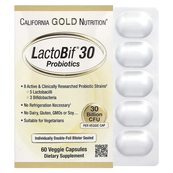 California Gold Nutrition, LactoBif 30, 300억CFU, 베지 캡슐 60정