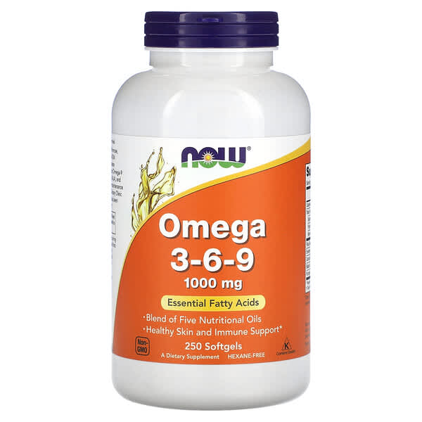 NOW Foods, Omega 3-6-9, 1,000 mg, 250 Softgels (500 mg per Softgel)