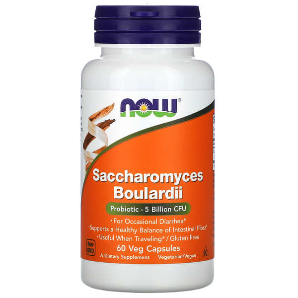 NOW Foods, Saccharomyces Boulardii, 10 Billion CFU, 60 Veg Capsules (5 Billion CFU per Capsule)