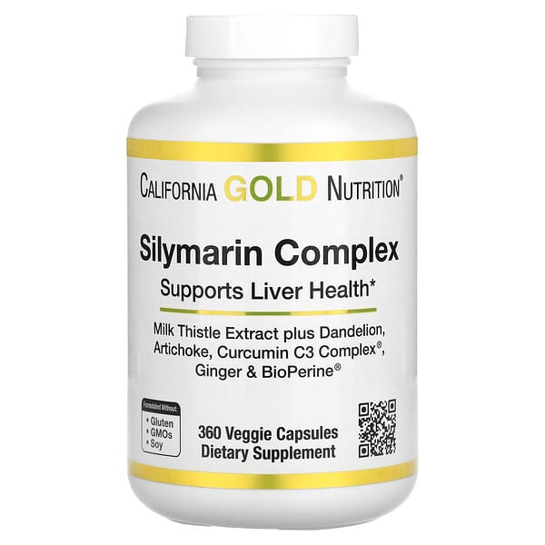 California Gold Nutrition, 실리마린 복합체, 민들레, 아티초크, Curcumin C3 Complex, 생강, 및 BioPerine 함유 밀크시슬 추출물, 베지 캡슐 360정