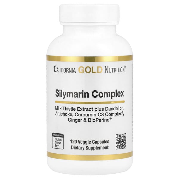 California Gold Nutrition, 실리마린 복합체, 민들레, 아티초크, Curcumin C3 Complex, 생강, 및 BioPerine 함유 밀크시슬 추출물, 베지 캡슐 120정