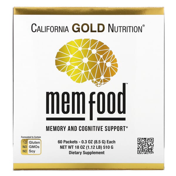 California Gold Nutrition, MEM Food, 기억력 및 인지력 지원제, 60팩, 팩당 8.5g(0.3oz)